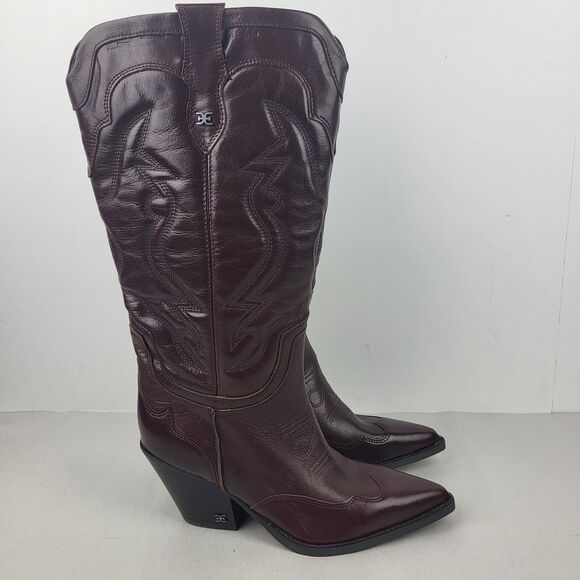 Sam Edelman James Leather Western mid calf Boot Size 7.5 Wide Calf - Picture 6 of 14